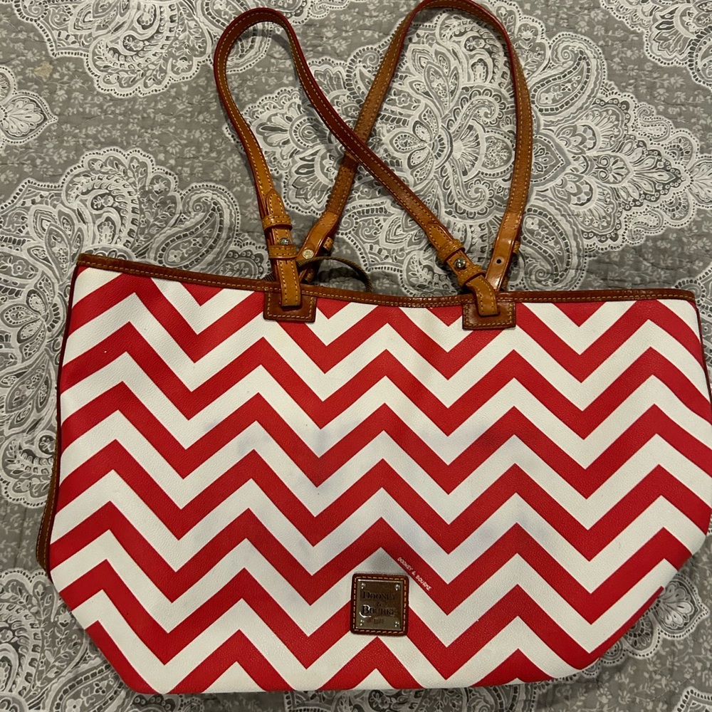 Dooney & Burkey Large Leather Handbag (red and white).